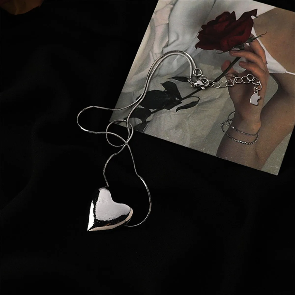 Silver-Plated Heart Pendant Necklace