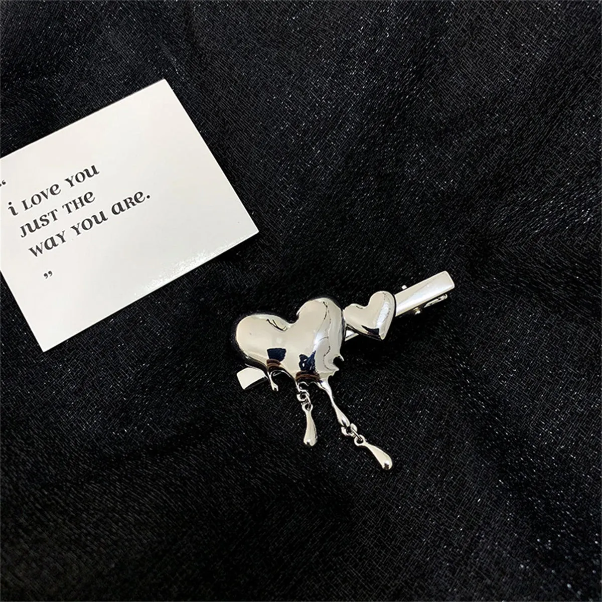 Silver-Plated Melting Heart Hair Clip