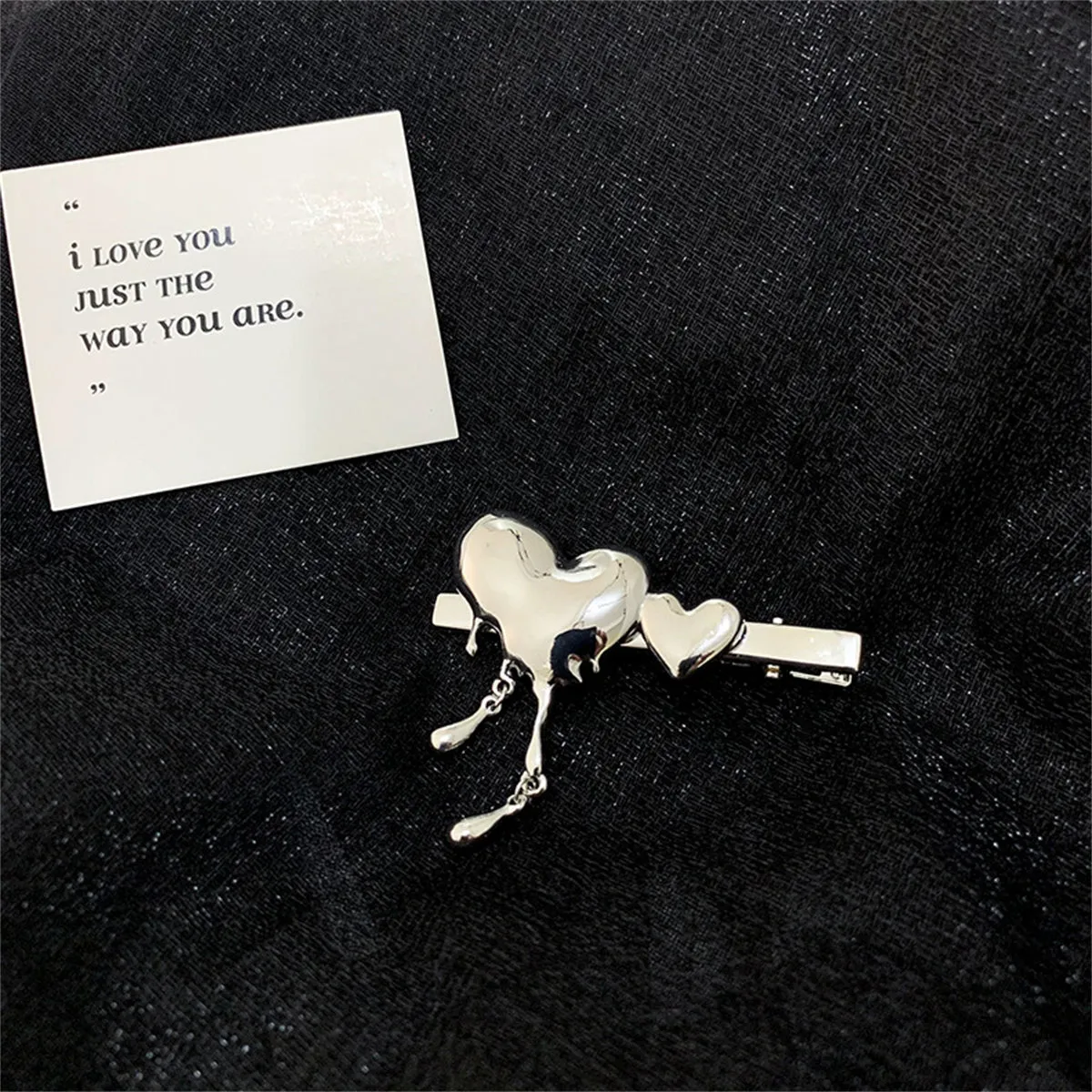 Silver-Plated Melting Heart Hair Clip