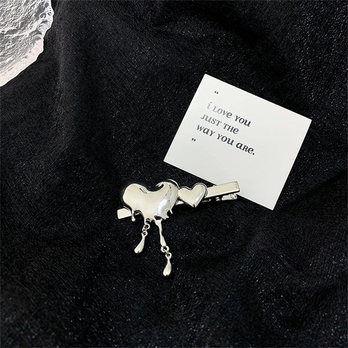 Silver-Plated Melting Heart Hair Clip