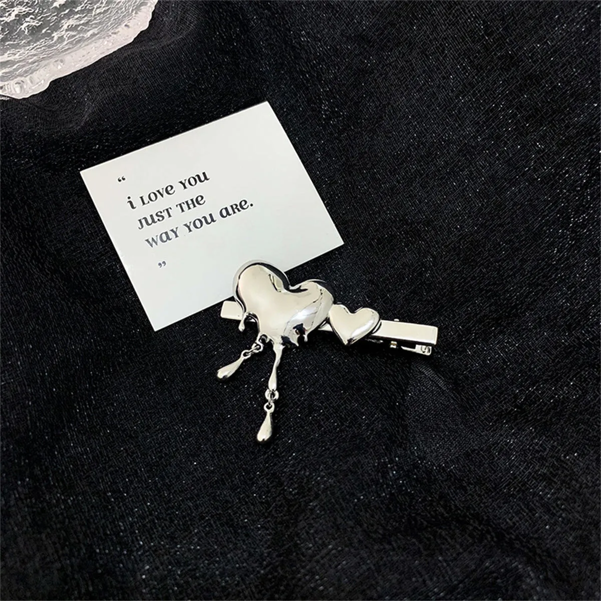 Silver-Plated Melting Heart Hair Clip
