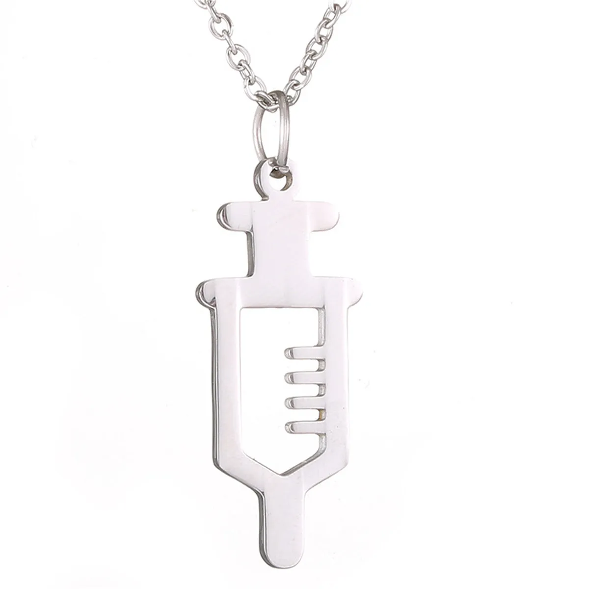Silver-Plated Open Injector Pendant Necklace