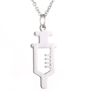 Silver-Plated Open Injector Pendant Necklace