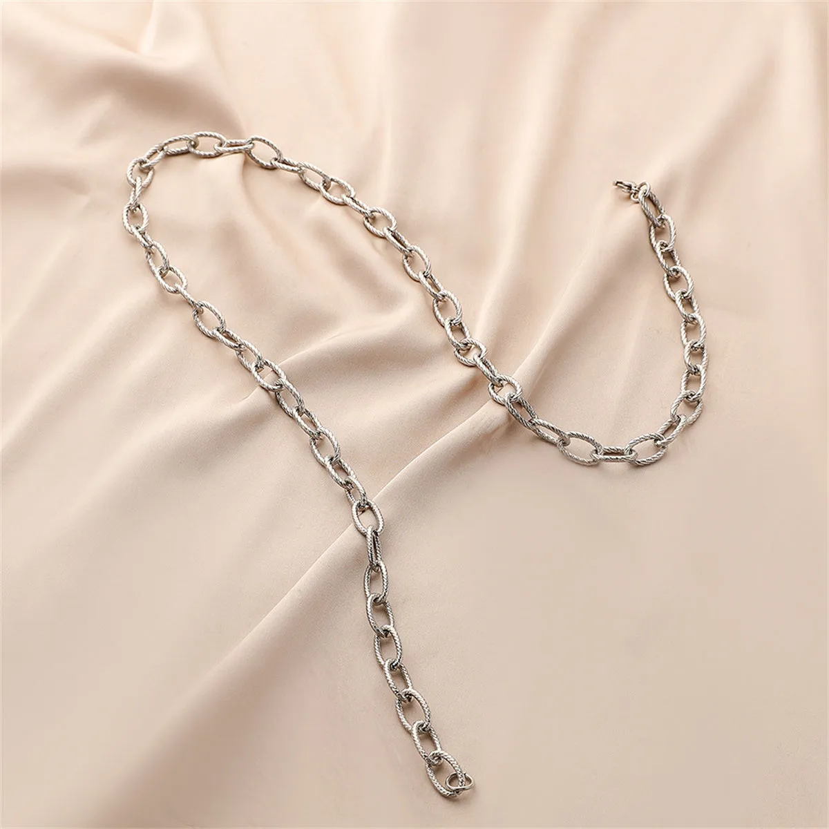 Silver-Plated Oval Cable Chain Necklace