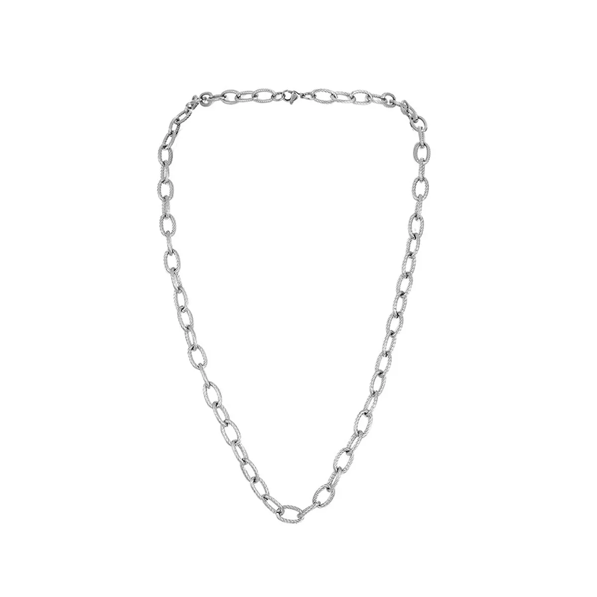 Silver-Plated Oval Cable Chain Necklace
