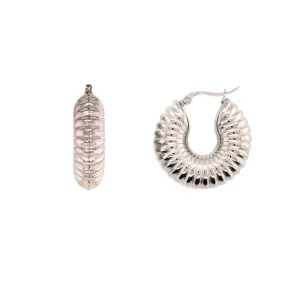 Silver Ridged Hoops