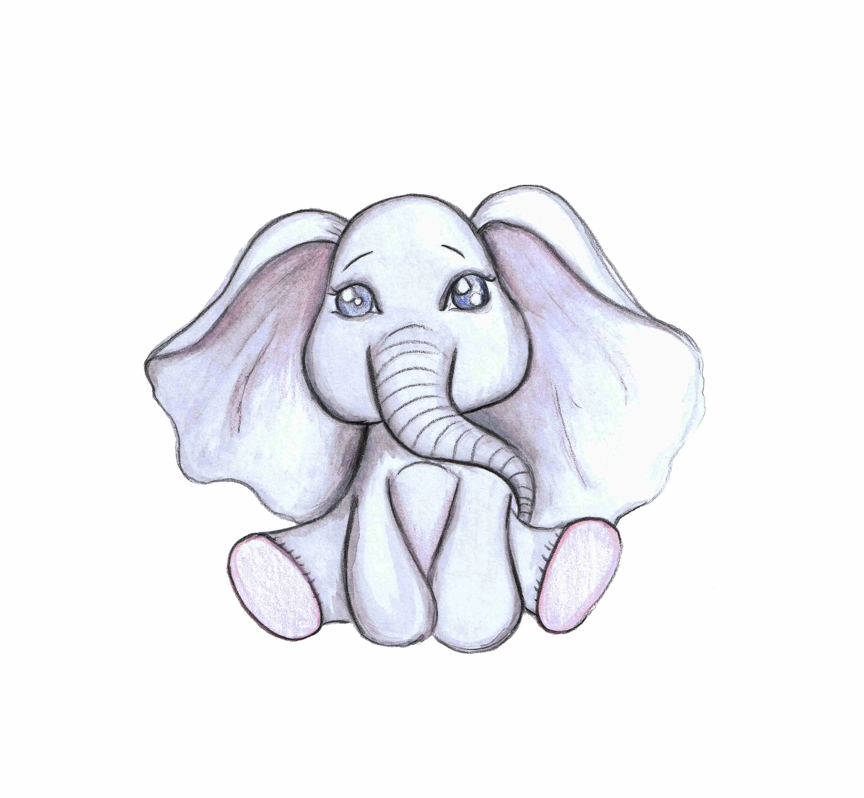 Single Baby Elephant Australian Design Hand Painted Peel & Stick, Removable Wall Decal. Nursery, Kids Playroom, Kids Teens Bedroom