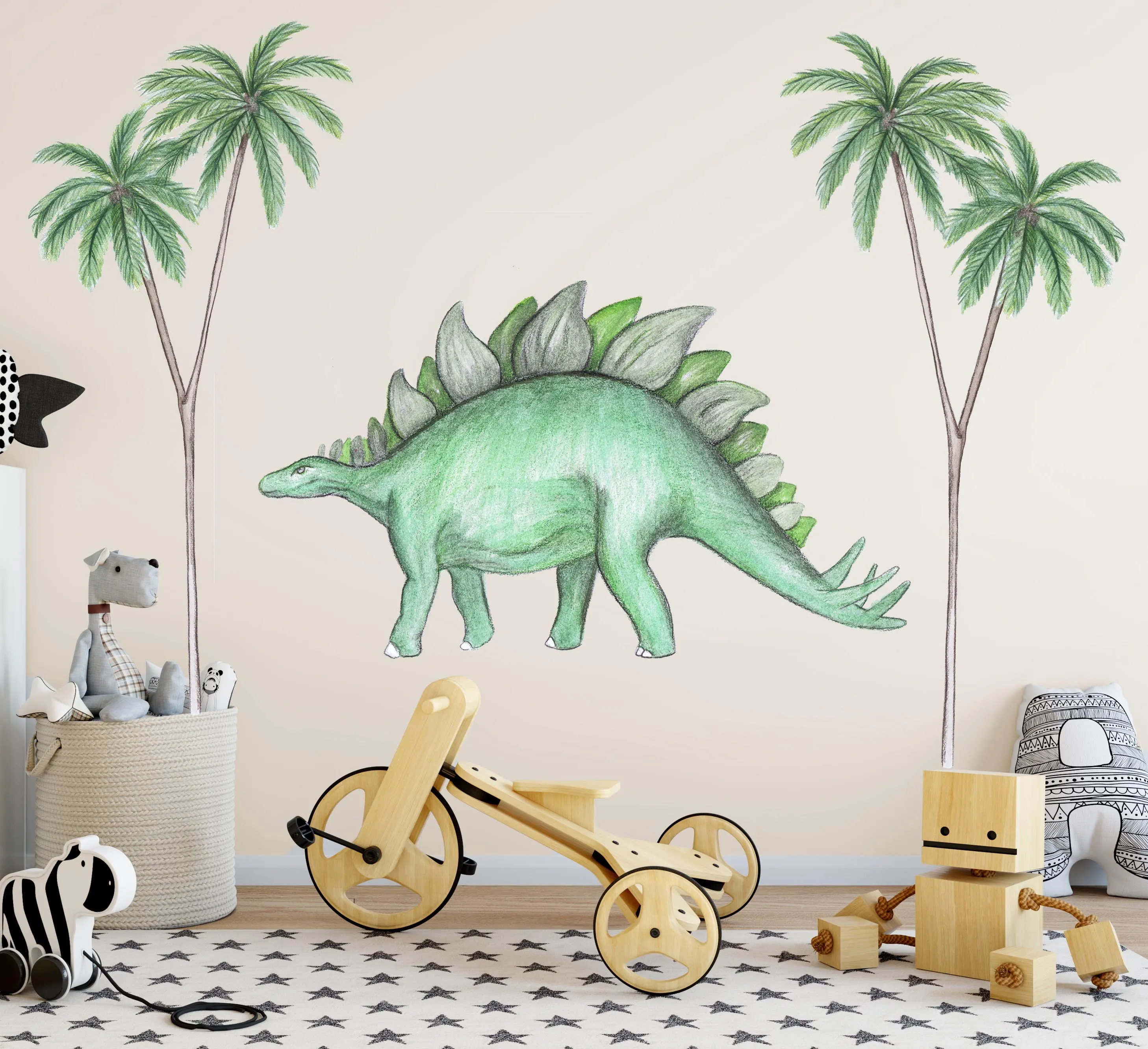 Single Stegosaurus Australian Design Hand Painted Peel & Stick, Removable Wall Decal. Nursery, Kids Playroom, Kids Teens Bedroom