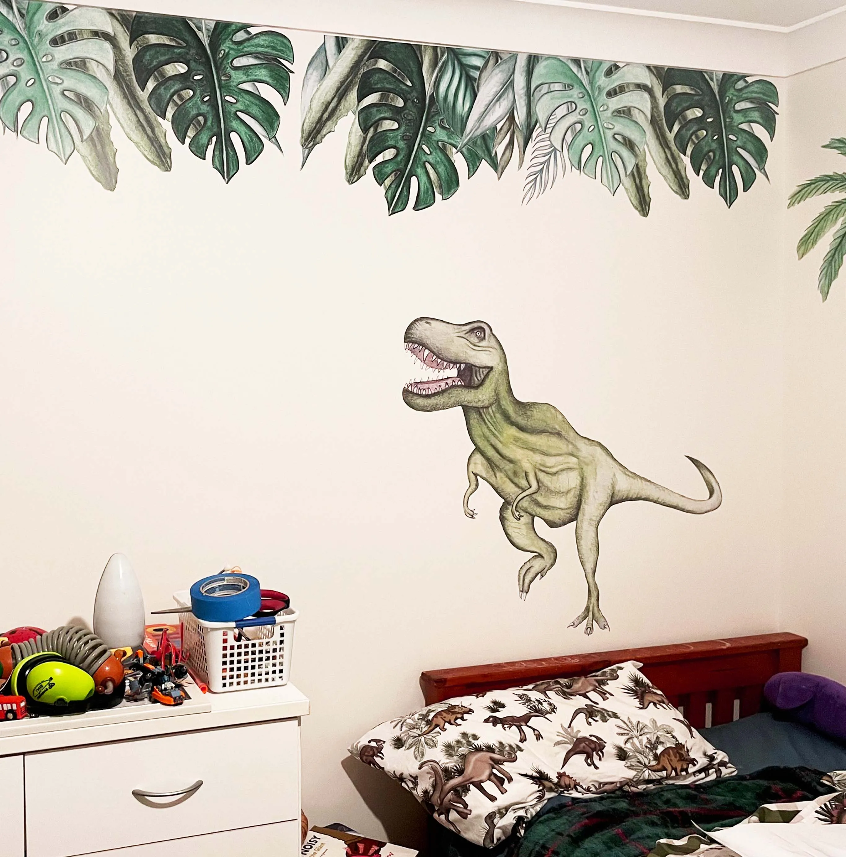 Single T-Rex Australian Design Hand Painted Peel & Stick, Removable Wall Decal. Nursery, Kids Playroom, Kids Teens Bedroom