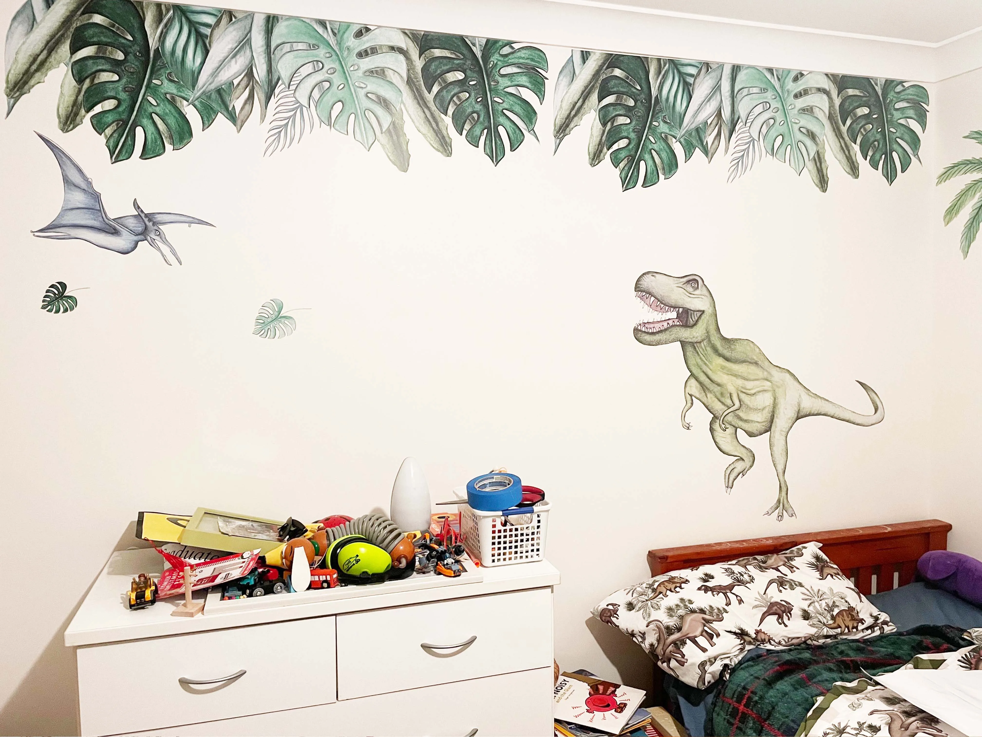 Single T-Rex Australian Design Hand Painted Peel & Stick, Removable Wall Decal. Nursery, Kids Playroom, Kids Teens Bedroom