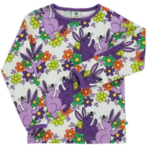 Smafolk Rabbits and Flowers Top - Cream