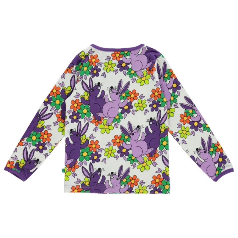 Smafolk Rabbits and Flowers Top - Cream