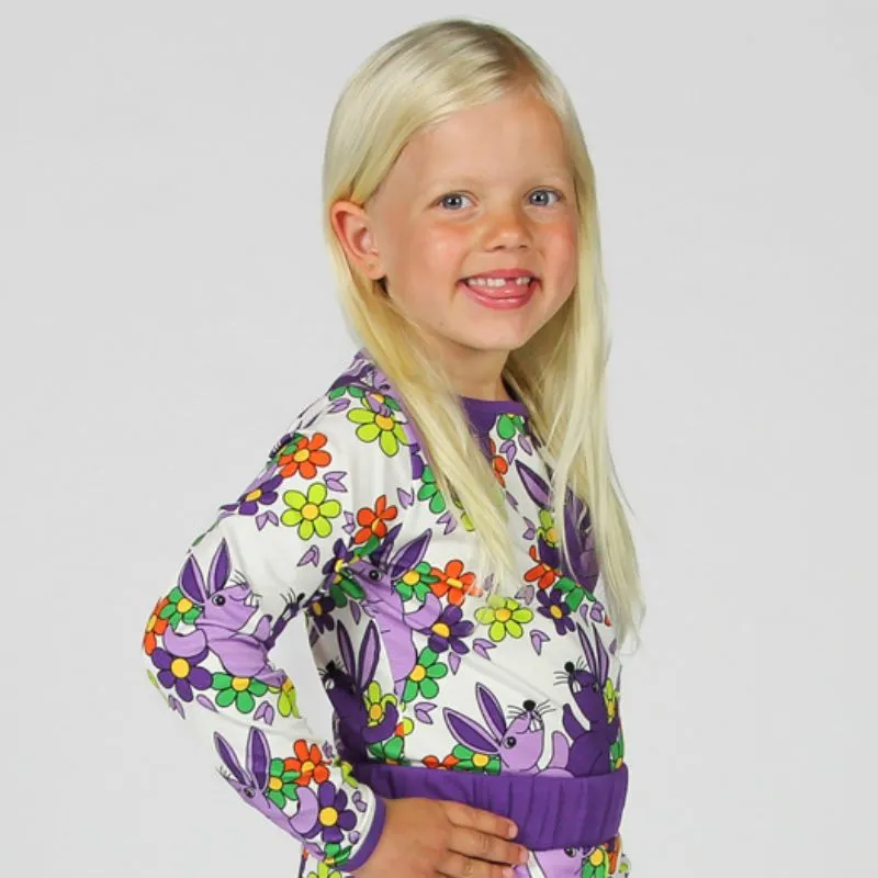 Smafolk Rabbits and Flowers Top - Cream