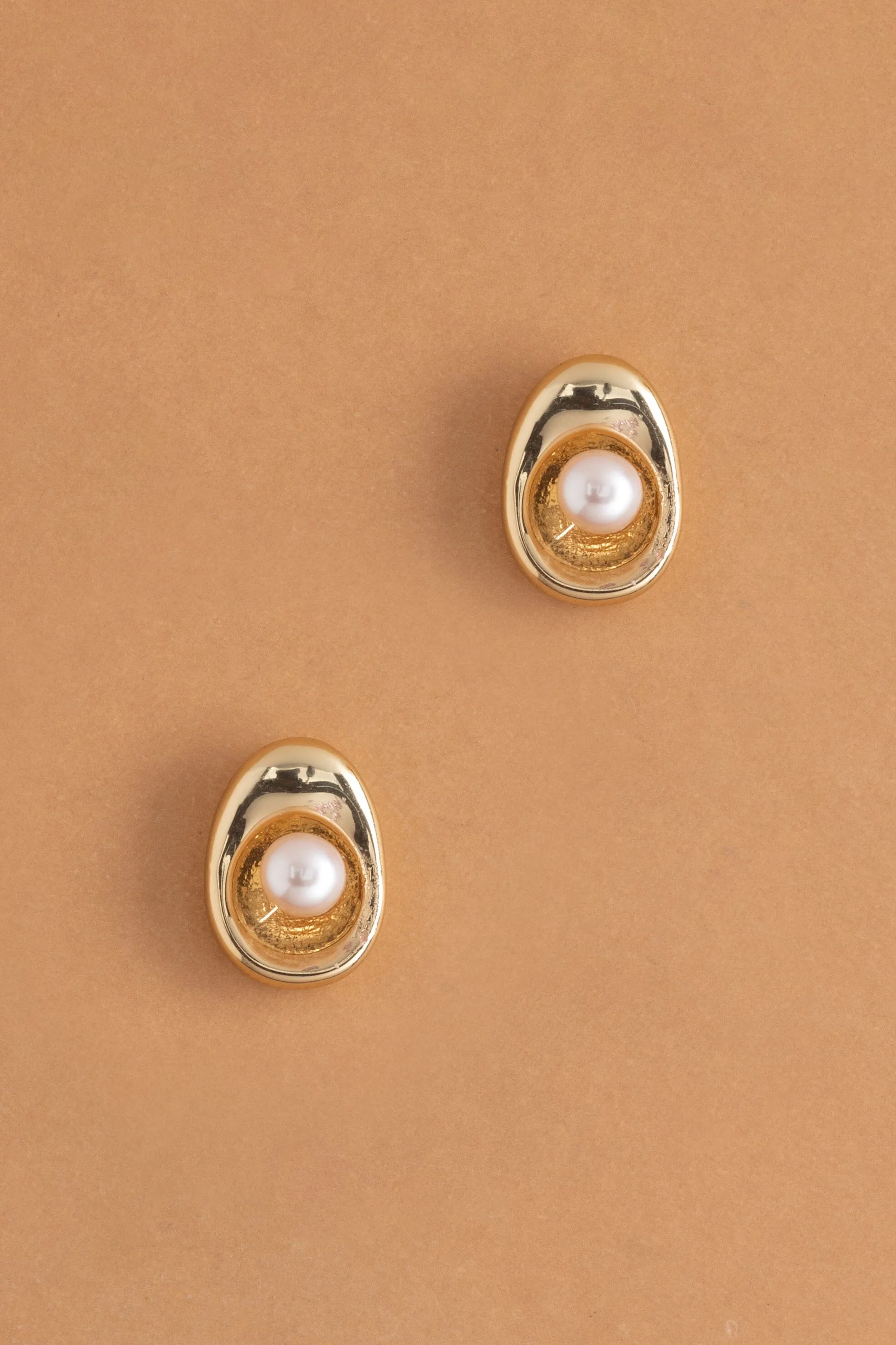 Small Pearl Cradle Stud Earrings