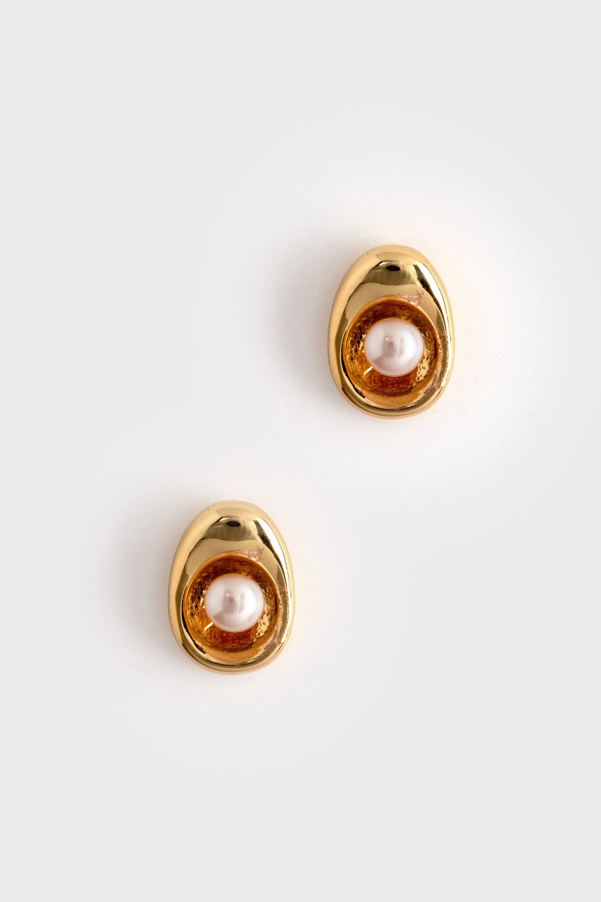 Small Pearl Cradle Stud Earrings