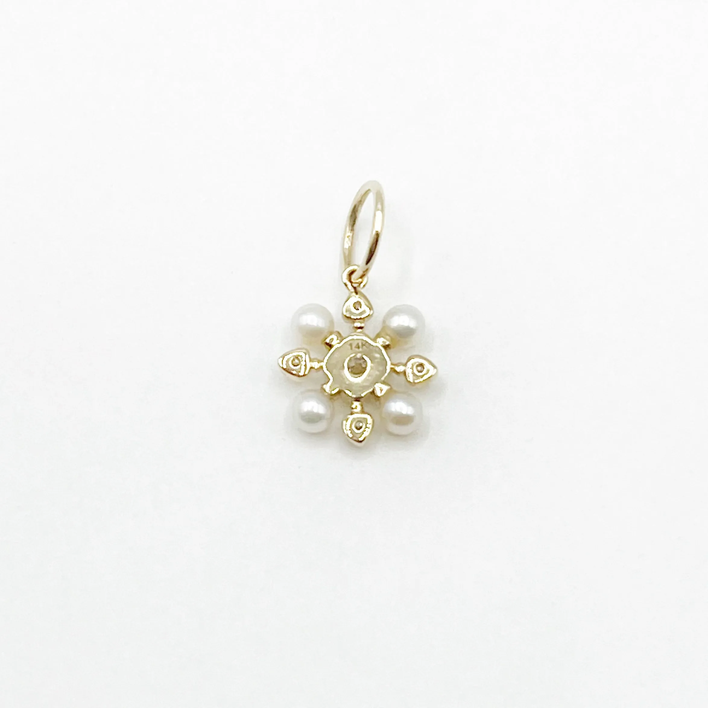 Snowflake Diamond and Pearl Pendant
