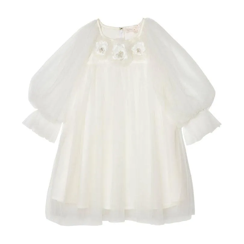 Snowy Petal Tulle Dress