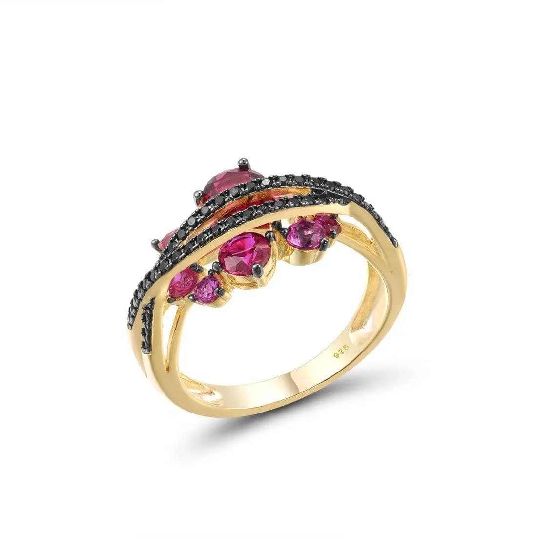 Sparkling Black & Pink Stones Jewelry Set