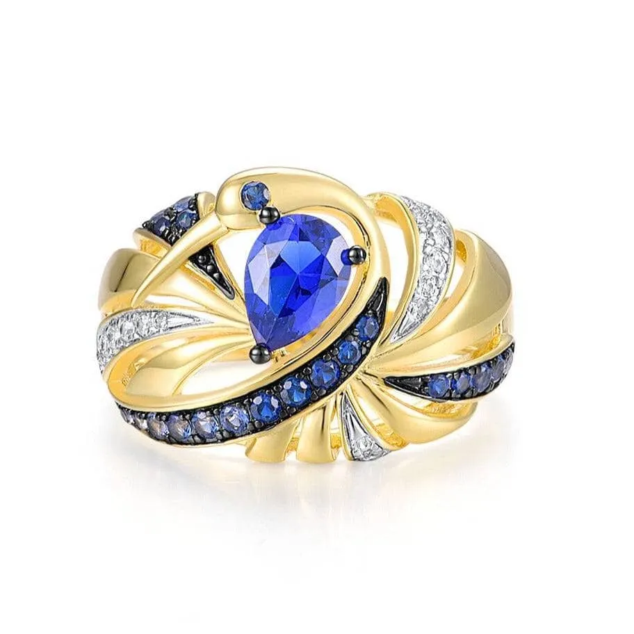Sparkling Blue Spinel & Created Diamond Ring