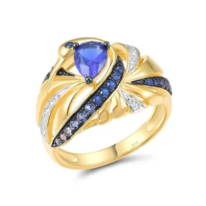 Sparkling Blue Spinel & Created Diamond Ring
