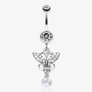 Sparkling Butterfly Gem Belly Ring