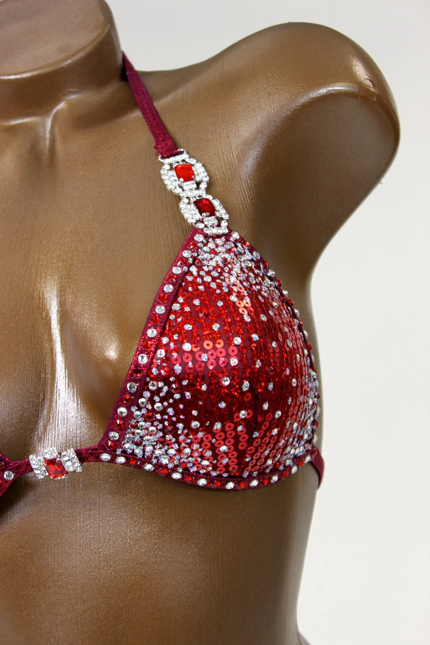 Sparkling Deep Red Sequin Bikini Suit