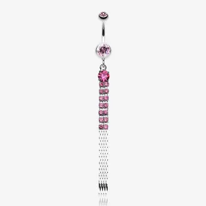 Sparkling Gem Chain Tassel Belly Ring