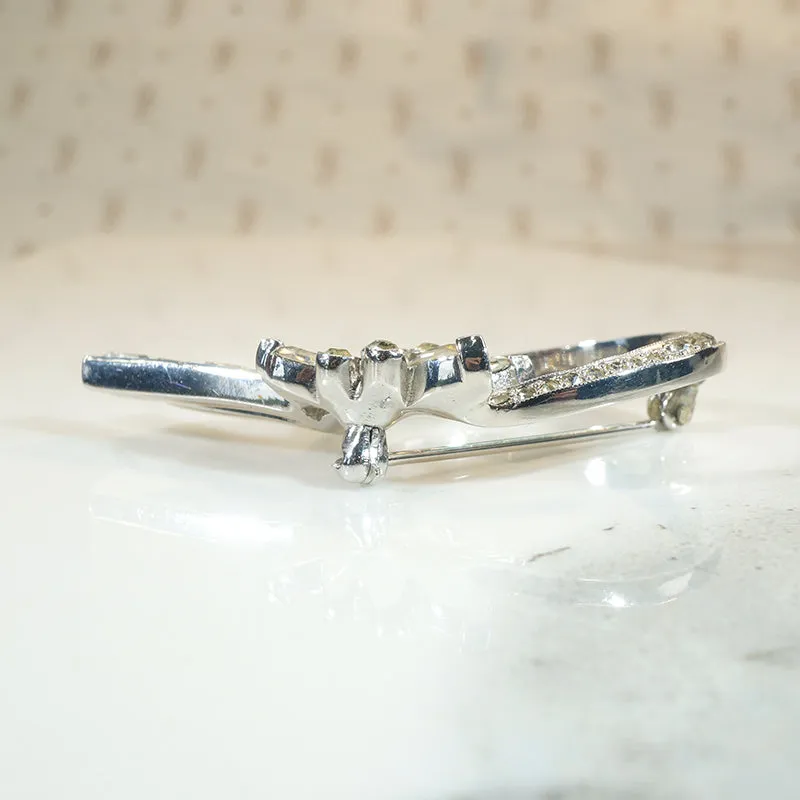 Sparkling White Rhinestone Wreath Brooch by Jomaz