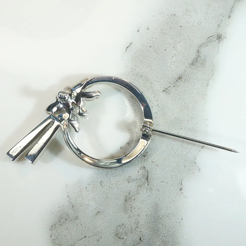 Sparkling White Rhinestone Wreath Brooch by Jomaz