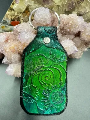 Stamped Leather Keychain - Flowers