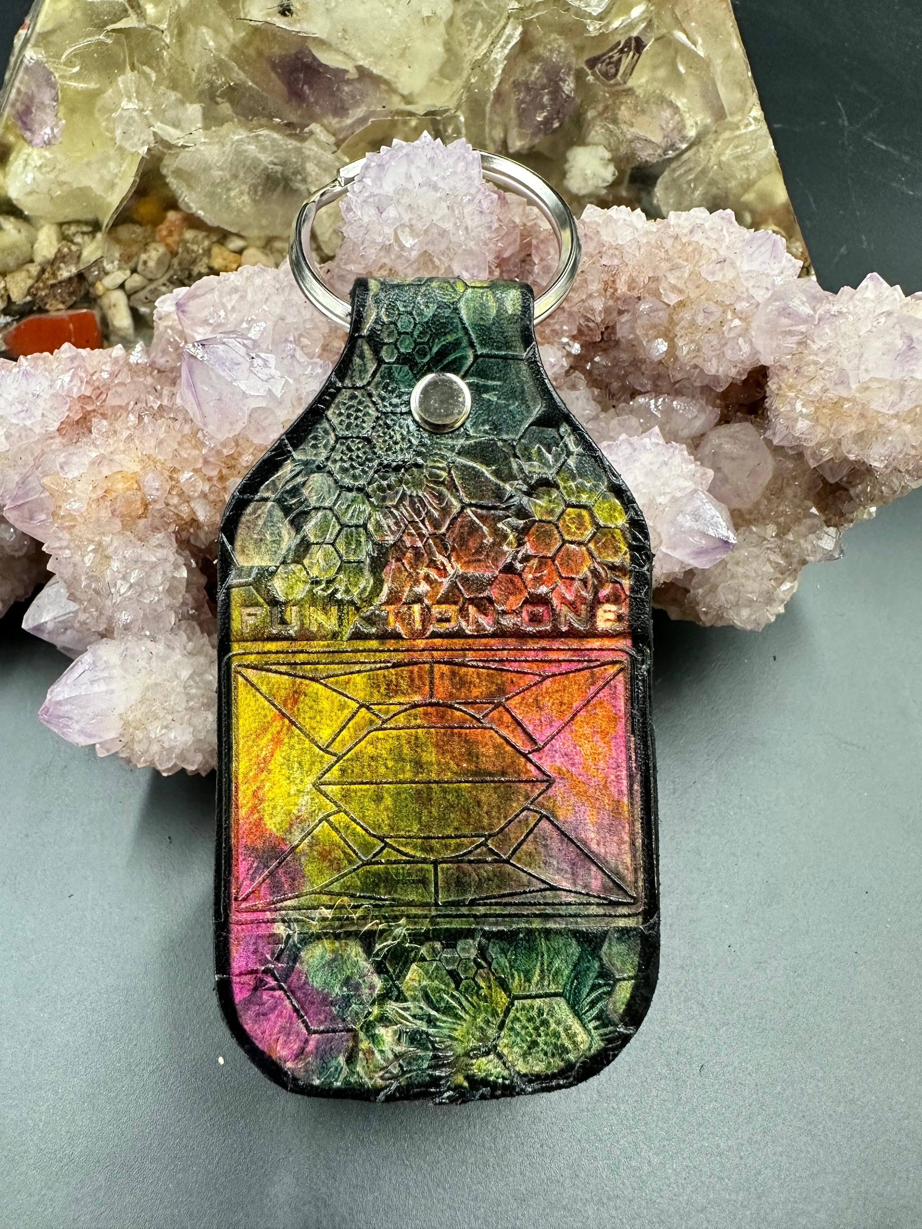 Stamped Leather Keychain - Flowers