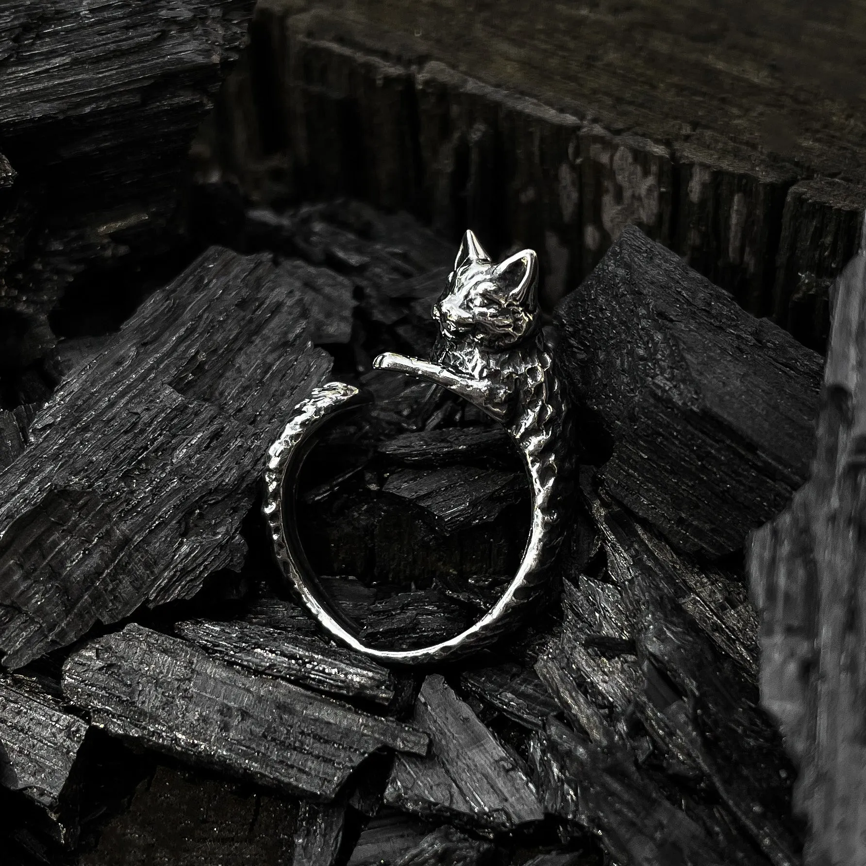 Sterling Silver Cute Cat Ring