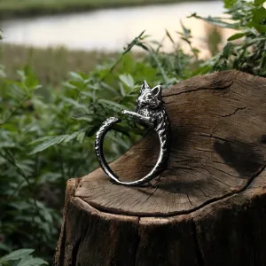 Sterling Silver Cute Cat Ring