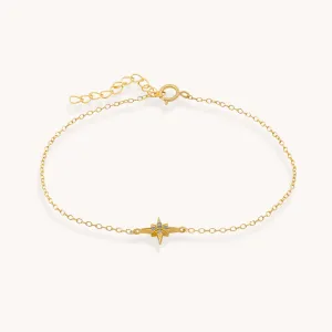 Sterling Silver Dainty Starburst Bracelet, Gold