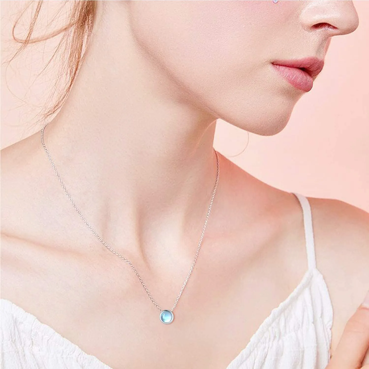 Sterling Silver Moonstone Choker Necklace for Women