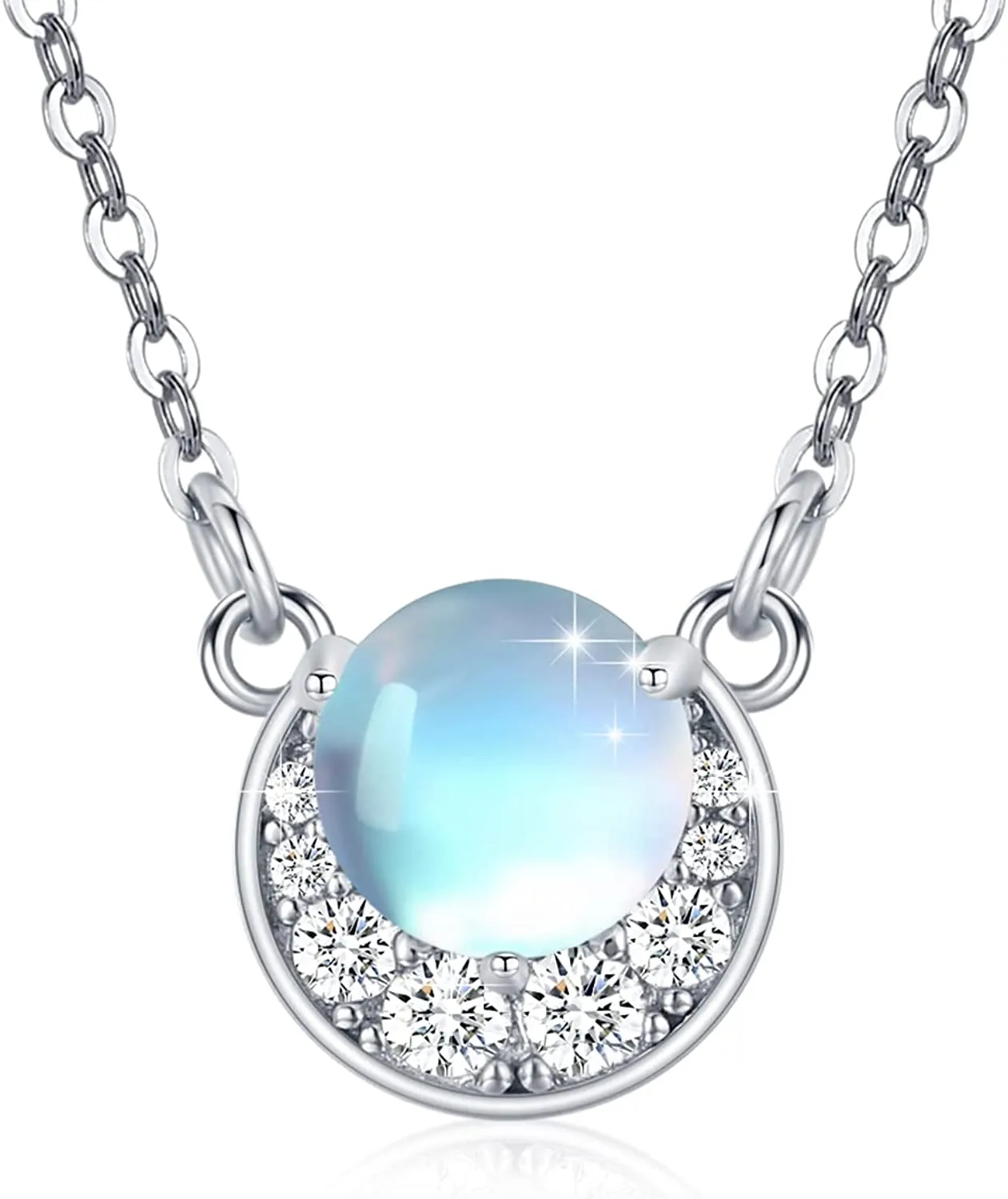 Sterling Silver Moonstone Choker Necklace for Women