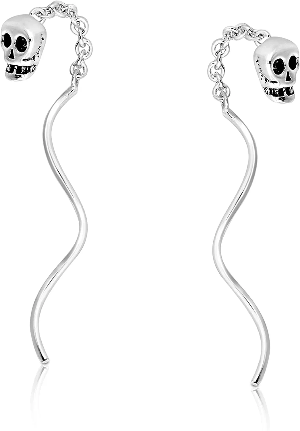 Sterling Silver Skull Dangle Earrings