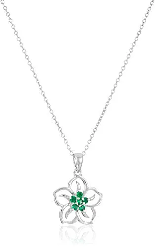 Sterling Silver Topaz Flower Pendant Necklace, 18" December birthstone