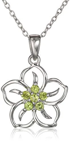 Sterling Silver Topaz Flower Pendant Necklace, 18" December birthstone