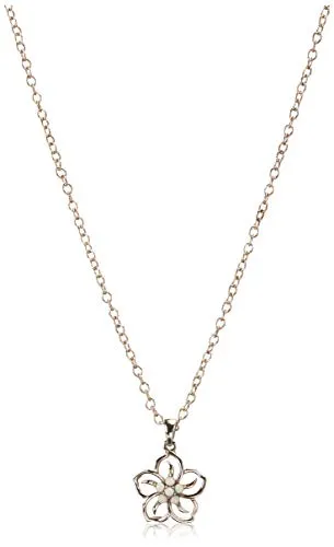 Sterling Silver Topaz Flower Pendant Necklace, 18" December birthstone