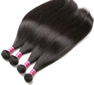 Straight Brazilian Human Hair Remy Bundles With Closure