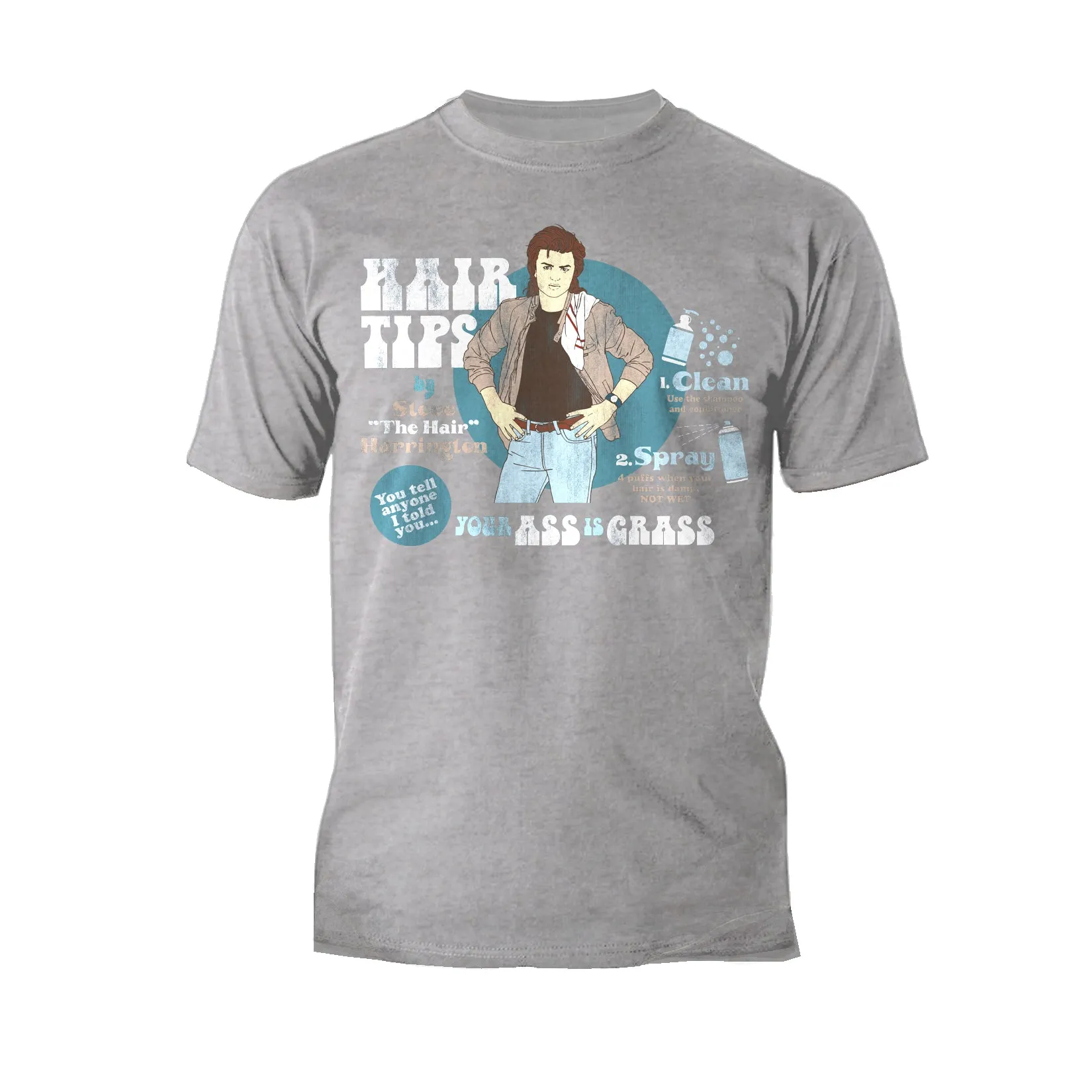 Stranger Things Retro Steve Harrington Pose Spray Warning Hair Tips Original Men's T-Shirt