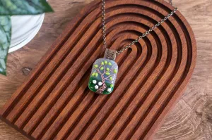 Summer Day Fused Glass and Copper Wire Wrapped Tree of Life Pendant