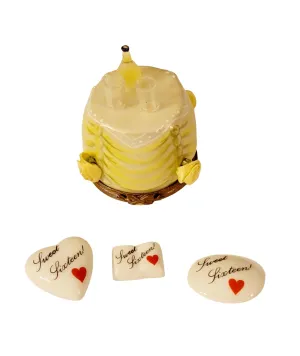 Sweet 16 Table Yellow Flowers Ribbon Champagne