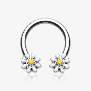 Sweet Dainty Daisy Steel Horseshoe Circular Barbell