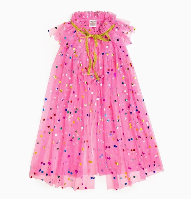 Sweet Wink Raspberry Confetti Cape - Kids Dress Up Cape