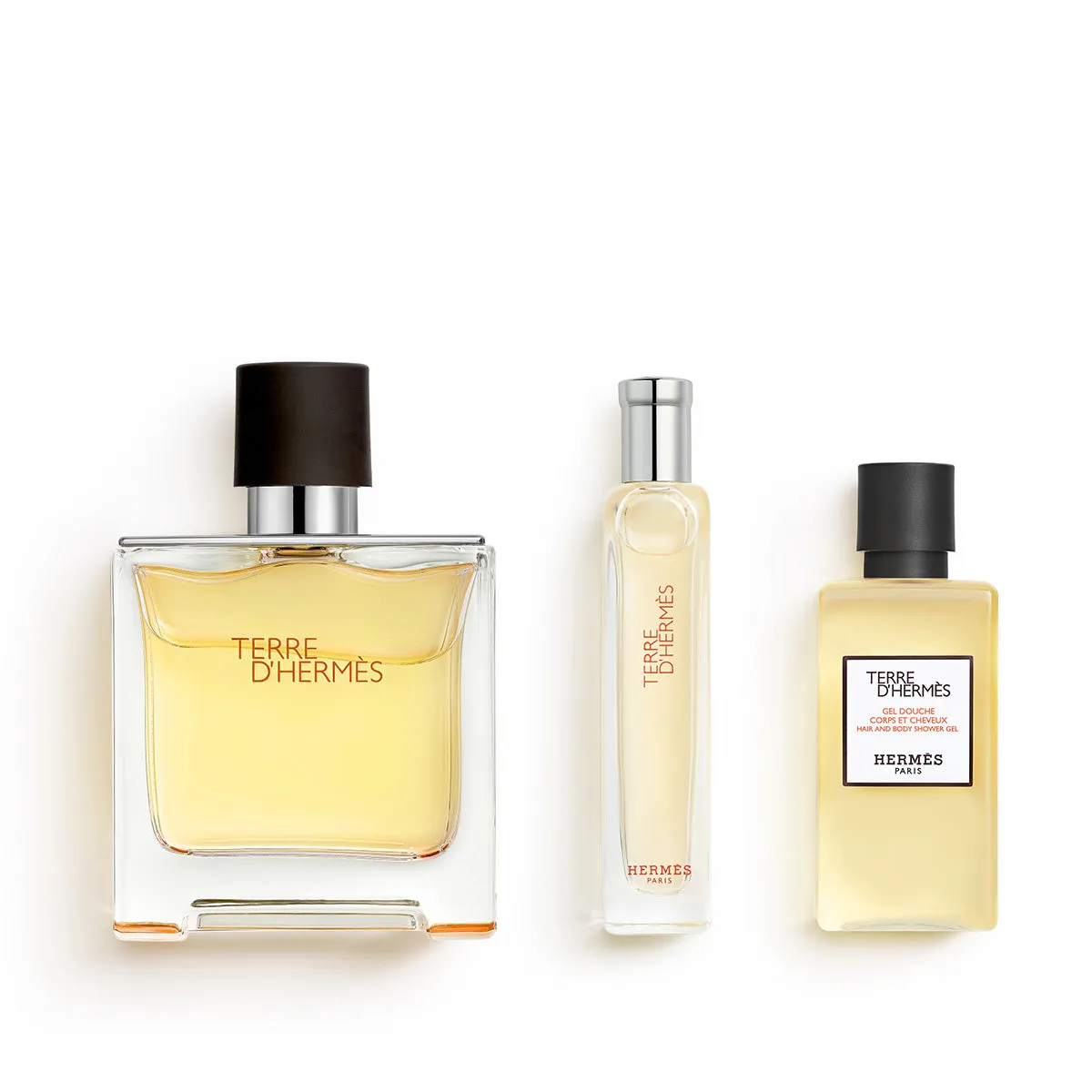 Terre d’Hermès gift set, Pure Perfume, 75ml   15ml    40ml
