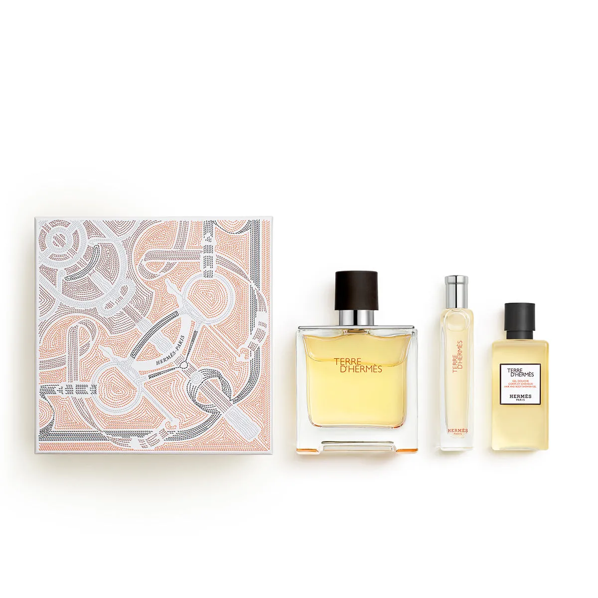 Terre d’Hermès gift set, Pure Perfume, 75ml   15ml    40ml