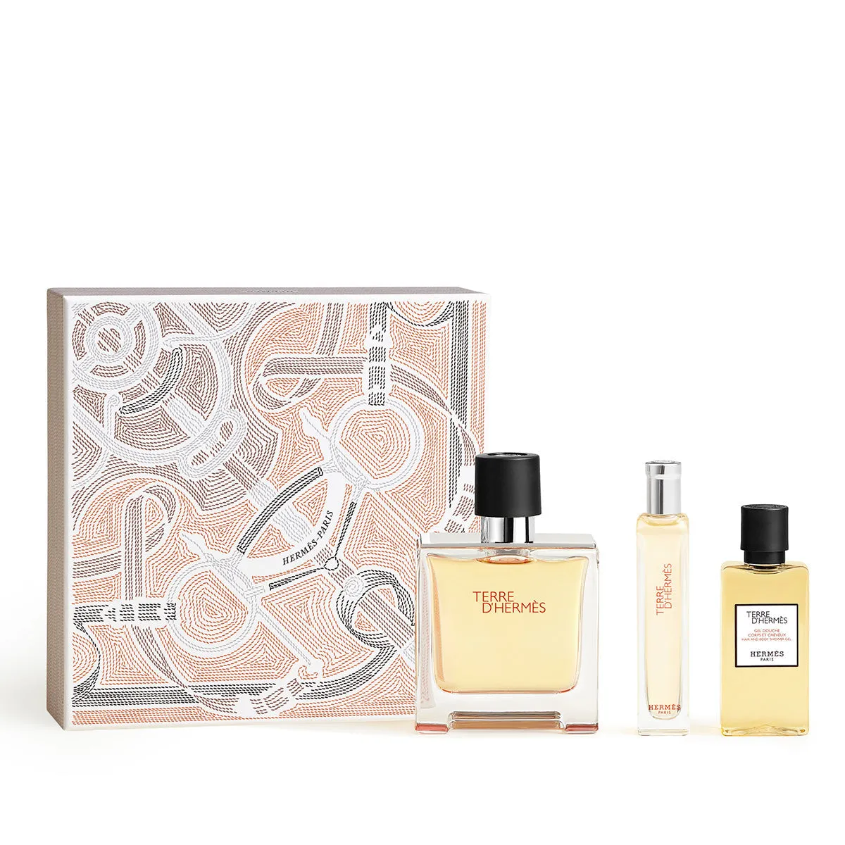 Terre d’Hermès gift set, Pure Perfume, 75ml   15ml    40ml