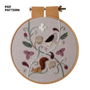 The Bird and the Squirrel in the Garden - PDF Pattern